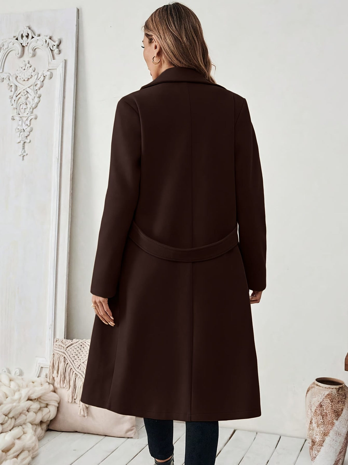 jkthpu-45 Elegant Plus Size Long Coat Chic FallWinter Formal  Casual