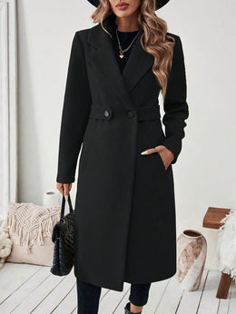 jkthpu-45 Elegant Plus Size Long Coat Chic FallWinter Formal  Casual