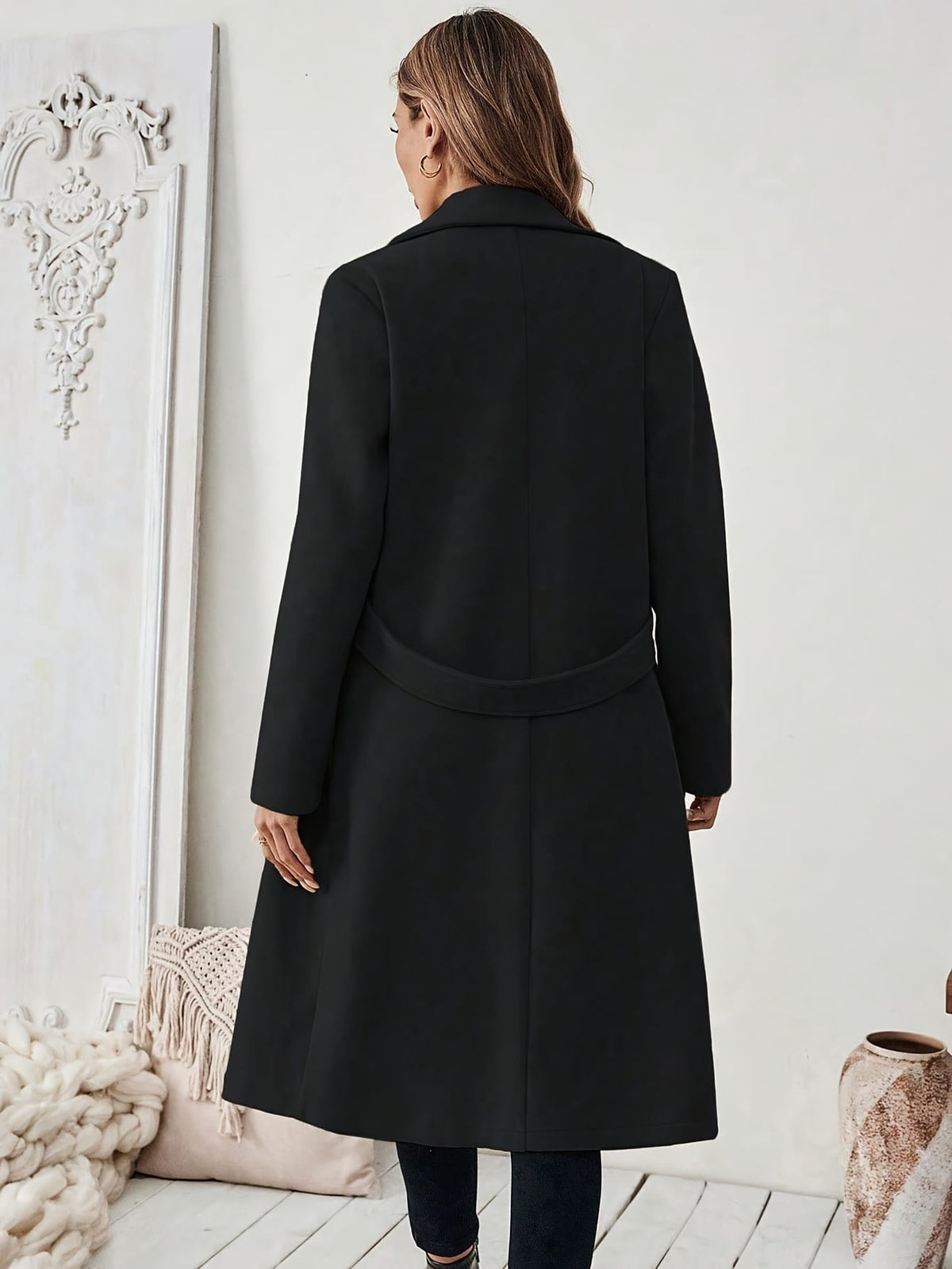 jkthpu-45 Elegant Plus Size Long Coat Chic FallWinter Formal  Casual
