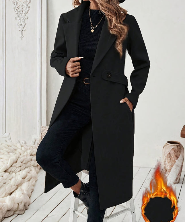 jkthpu-45 Elegant Plus Size Long Coat Chic FallWinter Formal  Casual