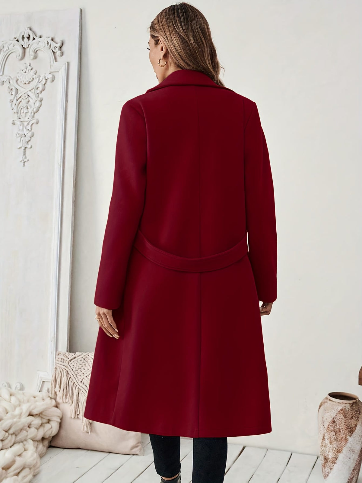 jkthpu-45 Elegant Plus Size Long Coat Chic FallWinter Formal  Casual