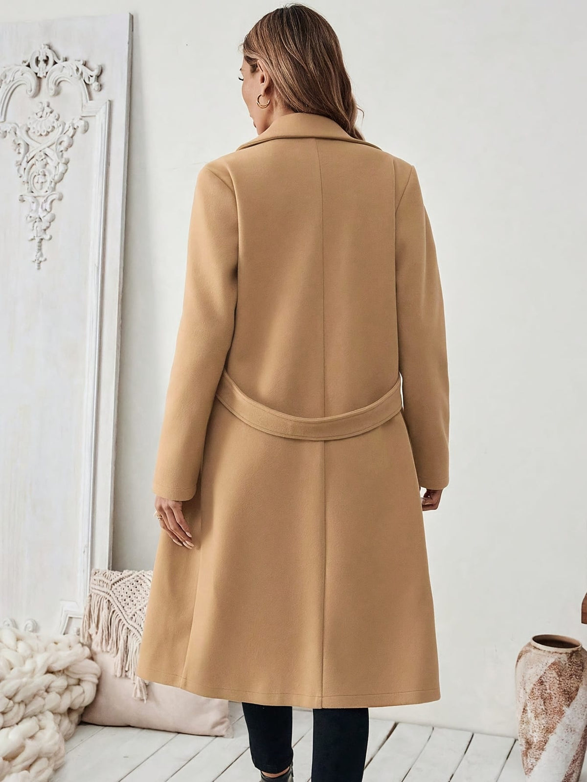 jkthpu-45 Elegant Plus Size Long Coat Chic FallWinter Formal  Casual
