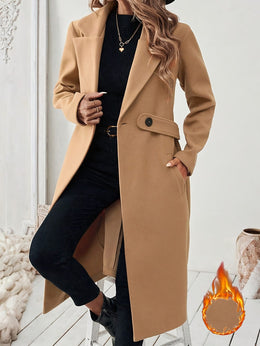 jkthpu-45 Elegant Plus Size Long Coat Chic FallWinter Formal  Casual