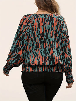 jkthpu-45 Elegant Plus Size NonSeeThrough Long Sleeve Blouse
