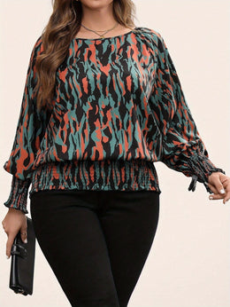 jkthpu-45 Elegant Plus Size NonSeeThrough Long Sleeve Blouse