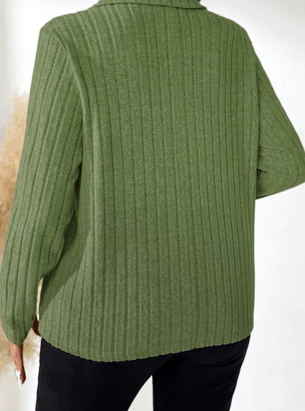 jkthpu-45 Elegant Plus Size Olive VNeck Long Sleeve TShirt