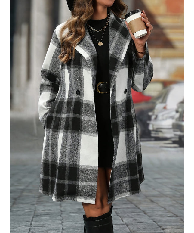 jkthpu-45 Elegant Plus Size Plaid Tweed Coat Your Chic Winter Essential