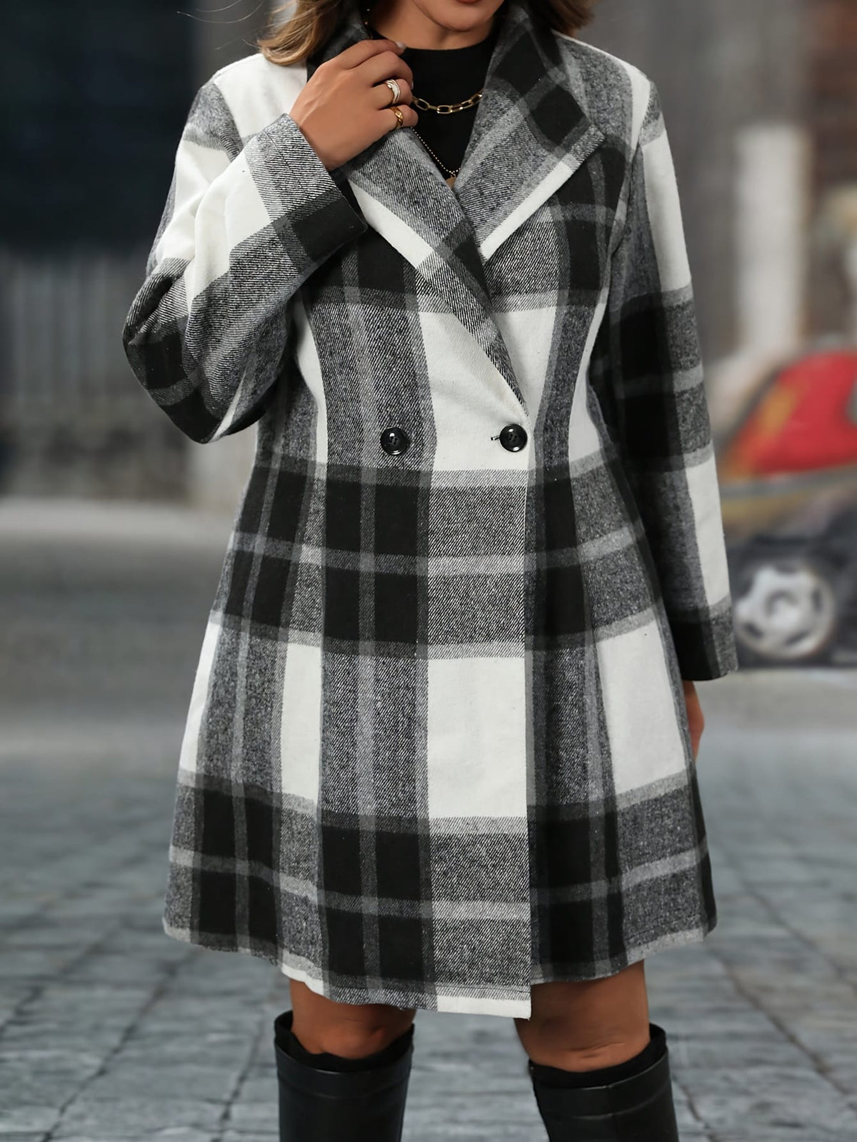 jkthpu-45 Elegant Plus Size Plaid Tweed Coat Your Chic Winter Essential