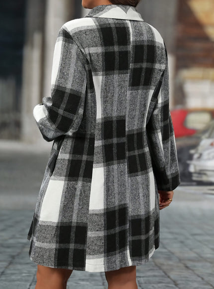 jkthpu-45 Elegant Plus Size Plaid Tweed Coat Your Chic Winter Essential