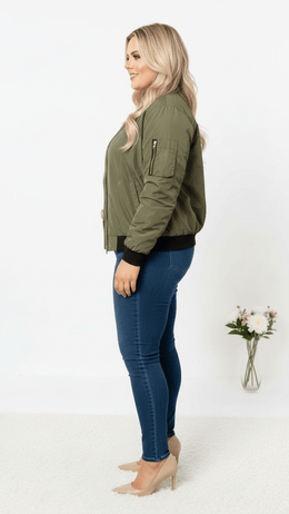 jkthpu-45 Elegant Plus Size Stand Collar Zipper Jacket