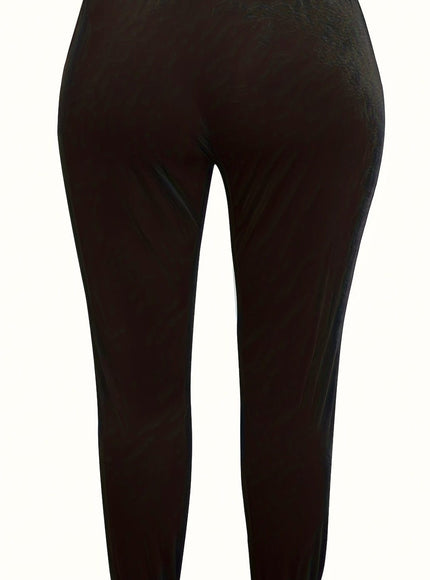jkthpu-45 Elegant Plus Size Stretchy Ribbed Winter Pants