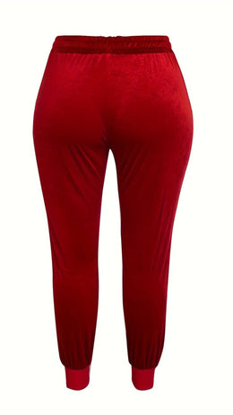 jkthpu-45 Elegant Plus Size Stretchy Ribbed Winter Pants