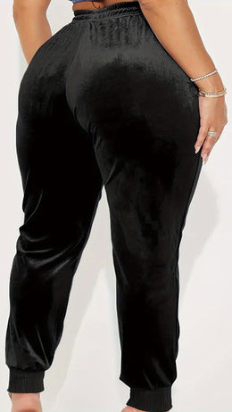 jkthpu-45 Elegant Plus Size Stretchy Ribbed Winter Pants