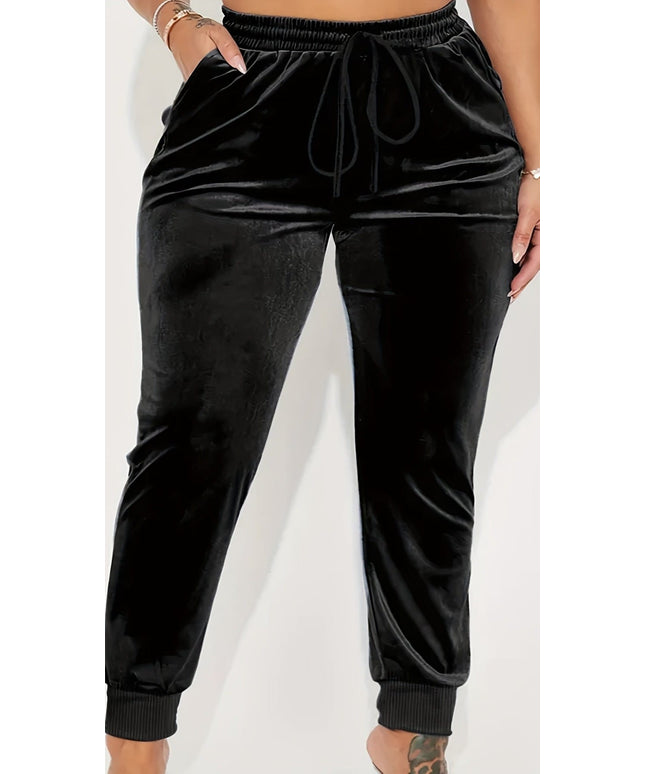 jkthpu-45 Elegant Plus Size Stretchy Ribbed Winter Pants
