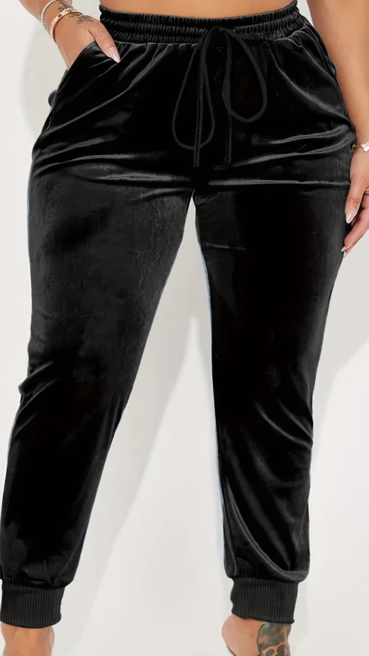 Elegant Plus Size Stretchy Ribbed Winter Pants