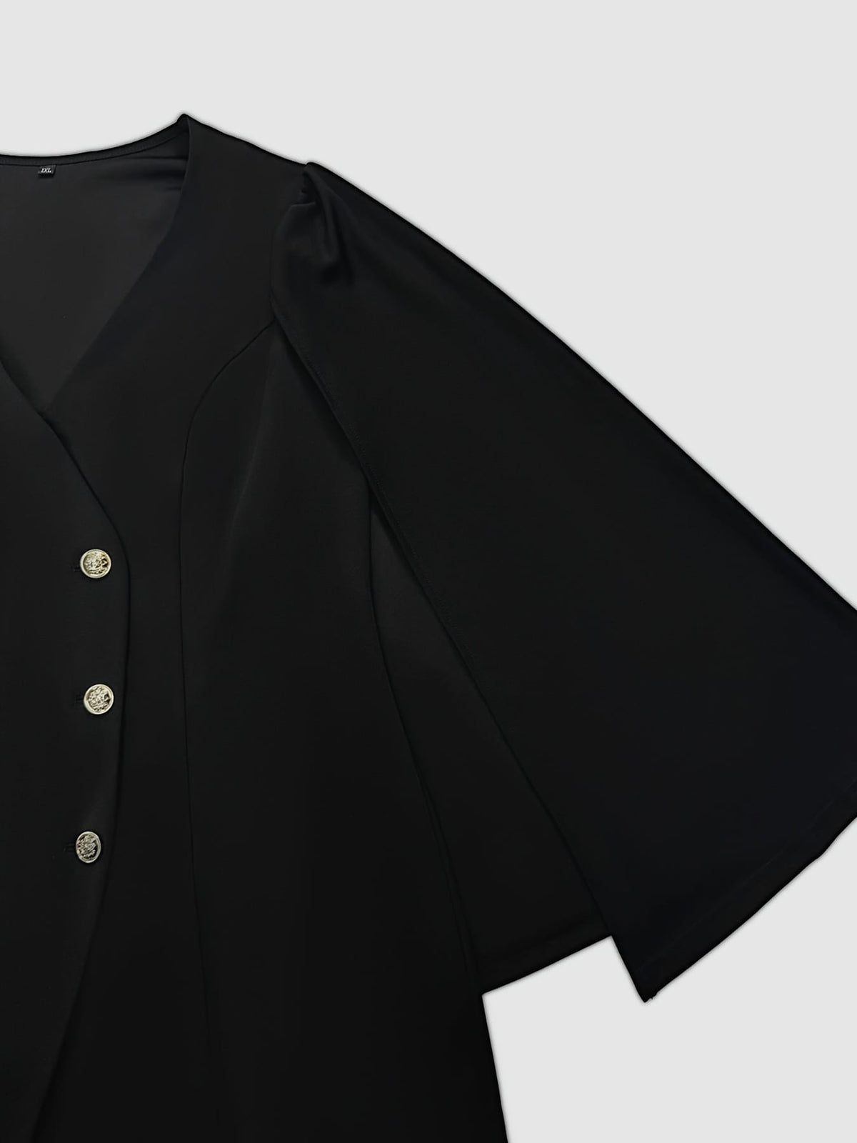 jkthpu-45 Elegant Plus Size VNeck Cape Sleeve Blazer Dress