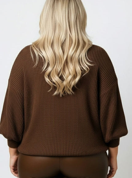 jkthpu-45 Elegant Plus Size VNeck Knitwear Festive Holiday Gift