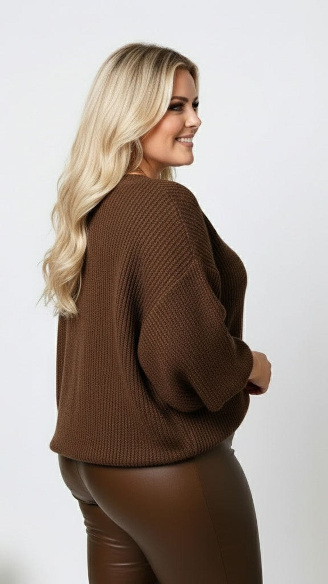 jkthpu-45 Elegant Plus Size VNeck Knitwear Festive Holiday Gift
