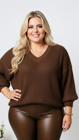 jkthpu-45 Elegant Plus Size VNeck Knitwear Festive Holiday Gift
