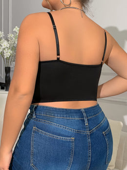 jkthpu-45 Elegant Plus Size VNeck Lace Rhinestone Camisole Top