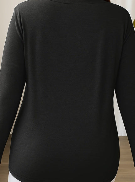 jkthpu-45 Elegant Plus Size VNeck Long Sleeve Tunic Top