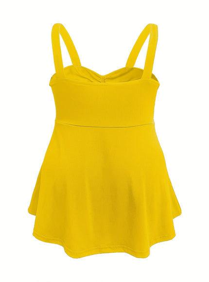 KissICON Elegant Plus Size Women'S Yellow Backless Tank Top
