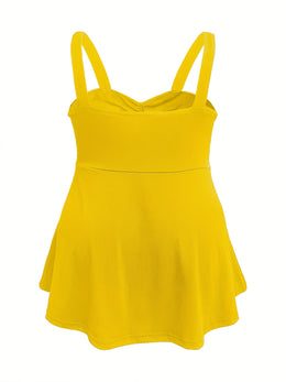 KissICON Elegant Plus Size Women'S Yellow Backless Tank Top