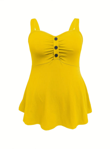 KissICON Elegant Plus Size Women'S Yellow Backless Tank Top