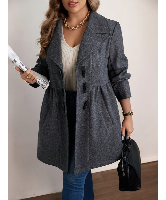 jkthpu-45 Elegant Plus Size Womens Coat Formal Everyday FallWinter Style