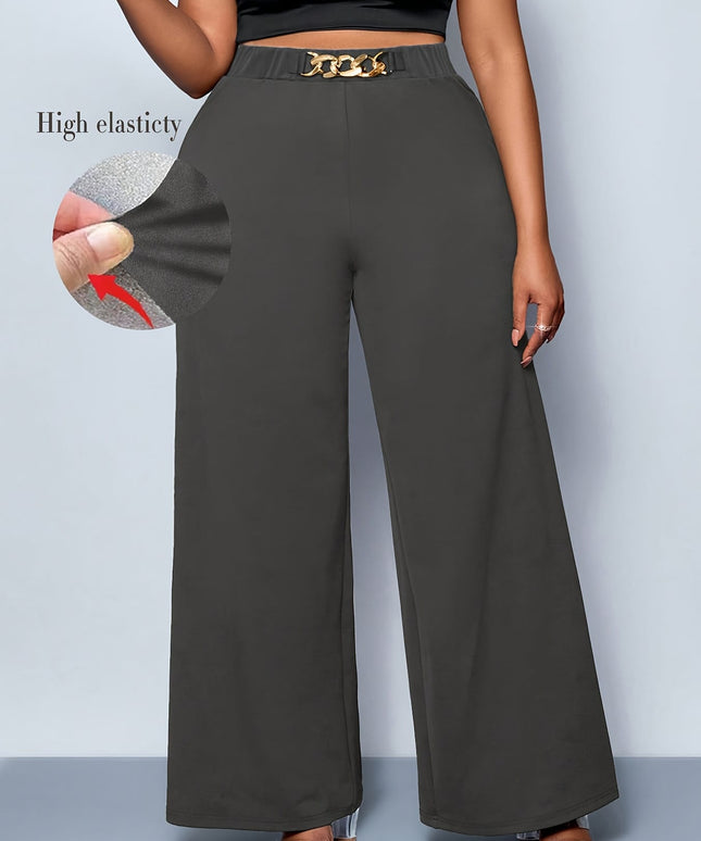 jkthpu-45 Elegant Plus Size Womens Loose StraightLeg Casual Trousers