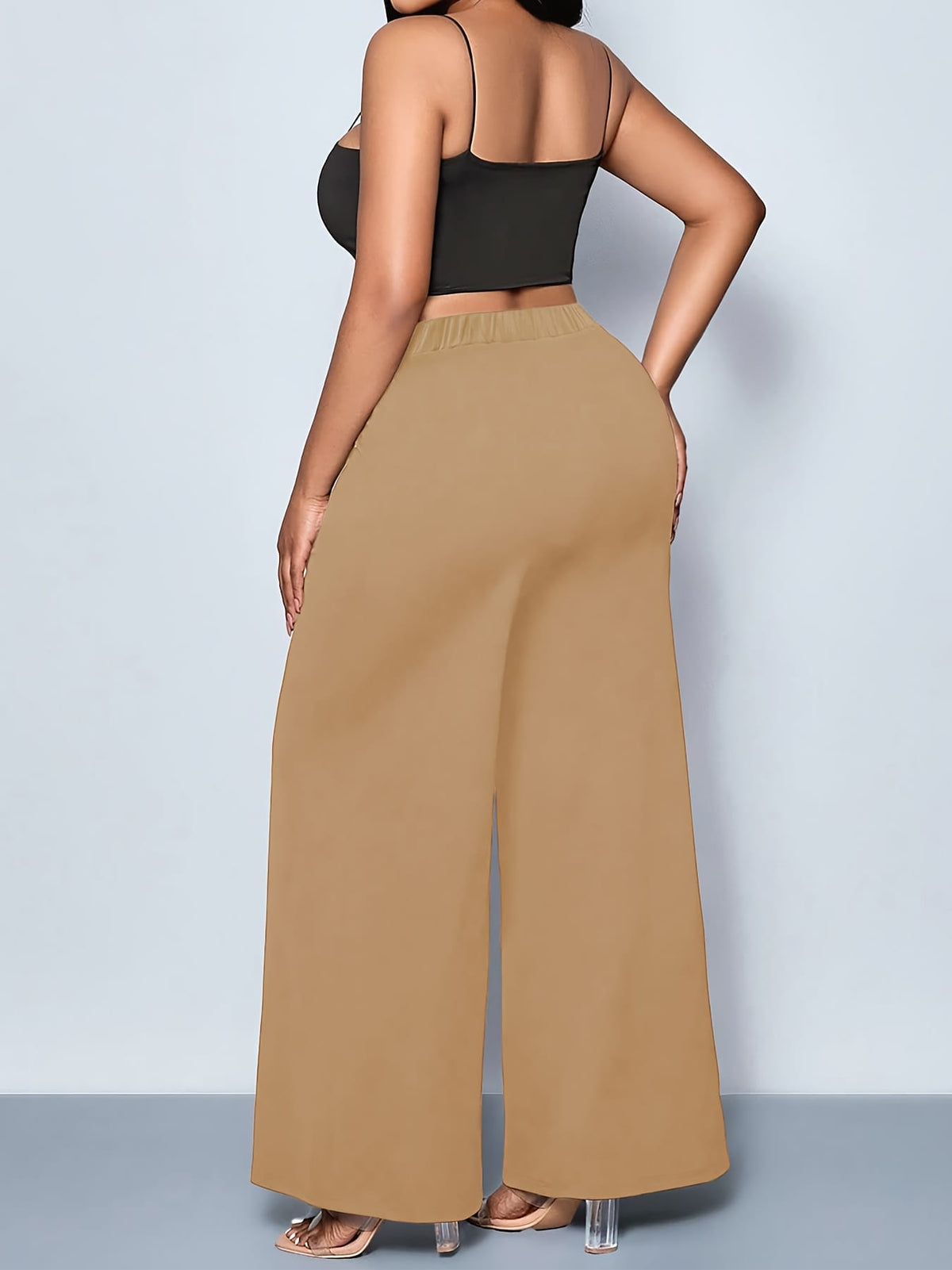 jkthpu-45 Elegant Plus Size Womens Loose StraightLeg Casual Trousers