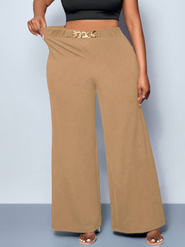 jkthpu-45 Elegant Plus Size Womens Loose StraightLeg Casual Trousers