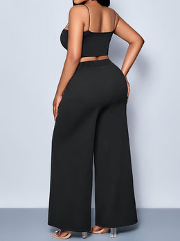 jkthpu-45 Elegant Plus Size Womens Loose StraightLeg Casual Trousers