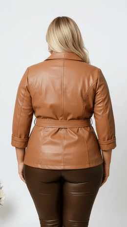 jkthpu-45 Elegant PlusSize PU Leather Blazer Office to Party