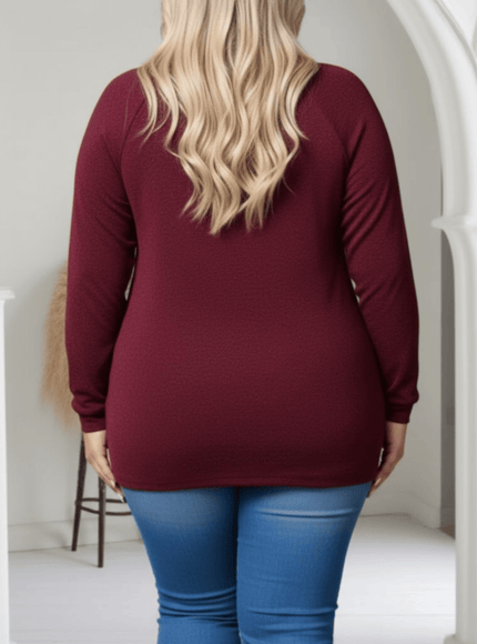 jkthpu-45 Elegant PlusSize Ruched Pullover SpringFall Staple