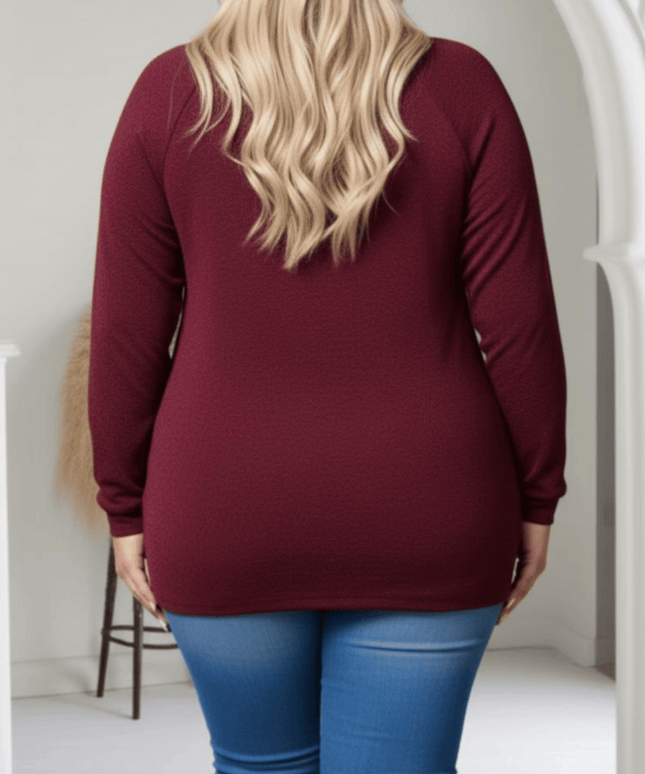 jkthpu-45 Elegant PlusSize Ruched Pullover SpringFall Staple
