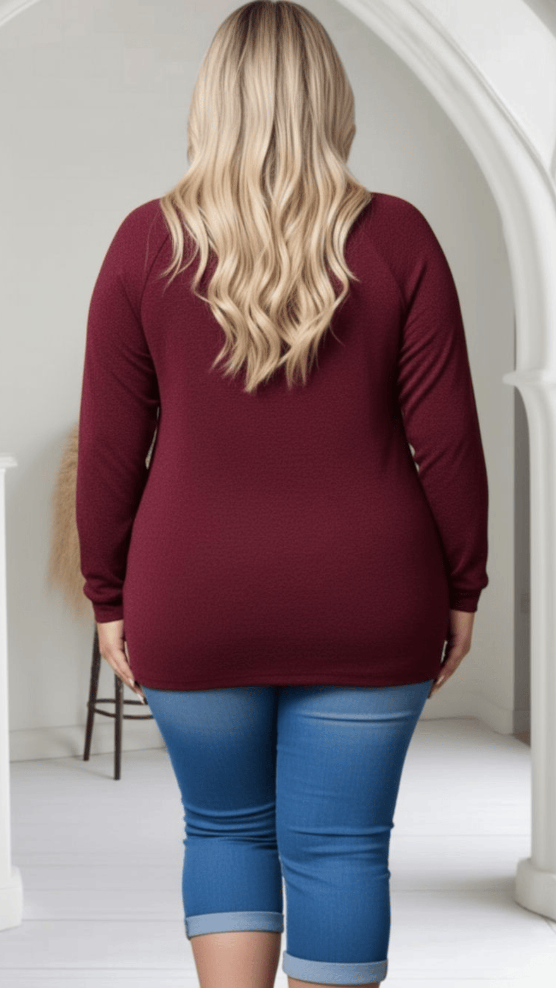 jkthpu-45 Elegant PlusSize Ruched Pullover SpringFall Staple
