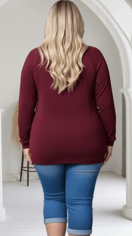 jkthpu-45 Elegant PlusSize Ruched Pullover SpringFall Staple