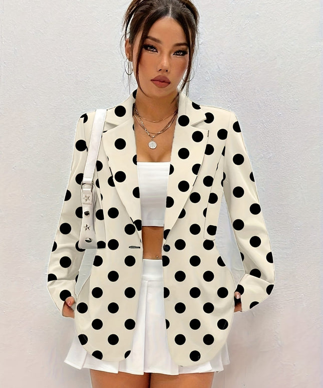 KissICON Elegant Polka Dot Curve Blazer – To Party