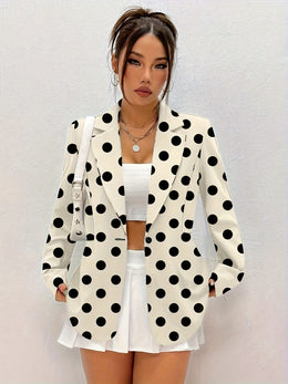 KissICON Elegant Polka Dot Curve Blazer – To Party