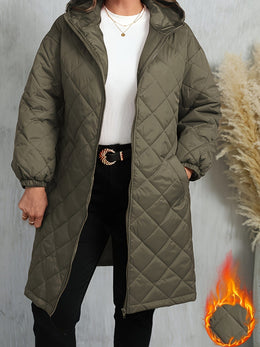 jkthpu-45 Elegant Purple Quilted Hooded Jacket for Women