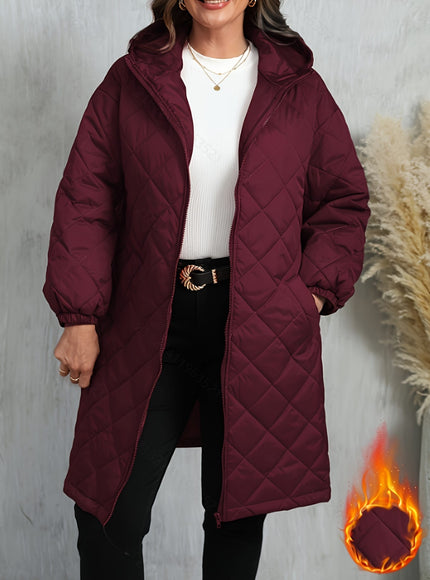 jkthpu-45 Elegant Purple Quilted Hooded Jacket for Women