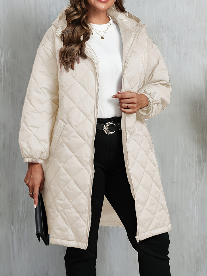 Elegant Purple Quilted Hooded Jacket for Women