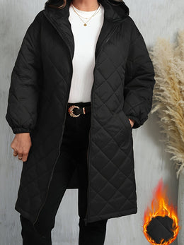 jkthpu-45 Elegant Purple Quilted Hooded Jacket for Women