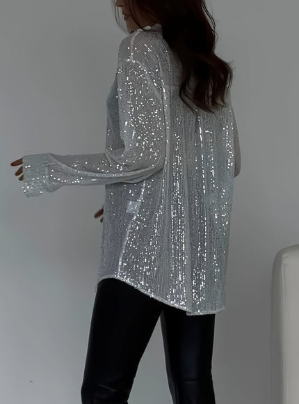 KissICON Elegant Sequined Collar Shirt – Curve