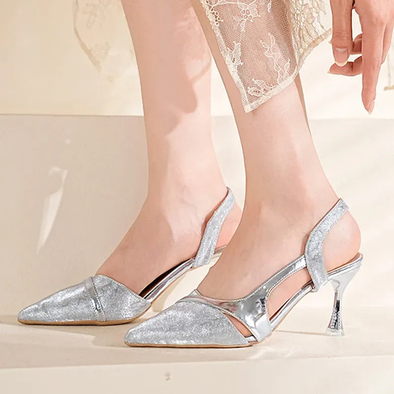 KissICON Elegant Silver Light High Heel Sandals for Women