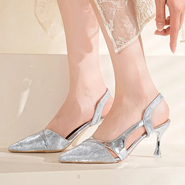 KissICON Elegant Silver Light High Heel Sandals for Women