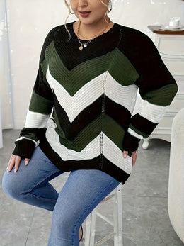 KissICON Elegant Striped Asymmetrical Hem Sweater for Women -