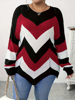 KissICON Elegant Striped Asymmetrical Hem Sweater for Women -