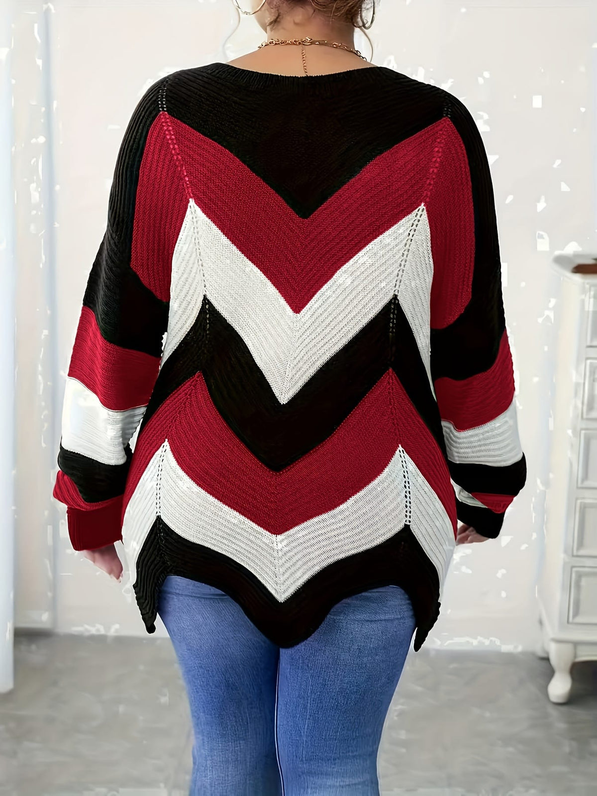 KissICON Elegant Striped Asymmetrical Hem Sweater for Women -